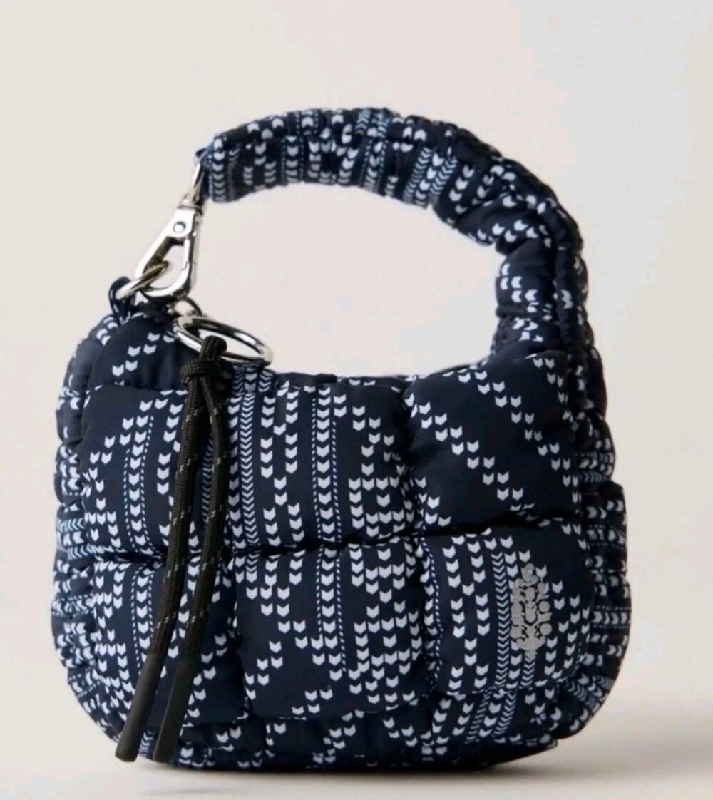 Free People FP Movement Quilted Printed Micro Pouch Navy Sold Out Style NWT
